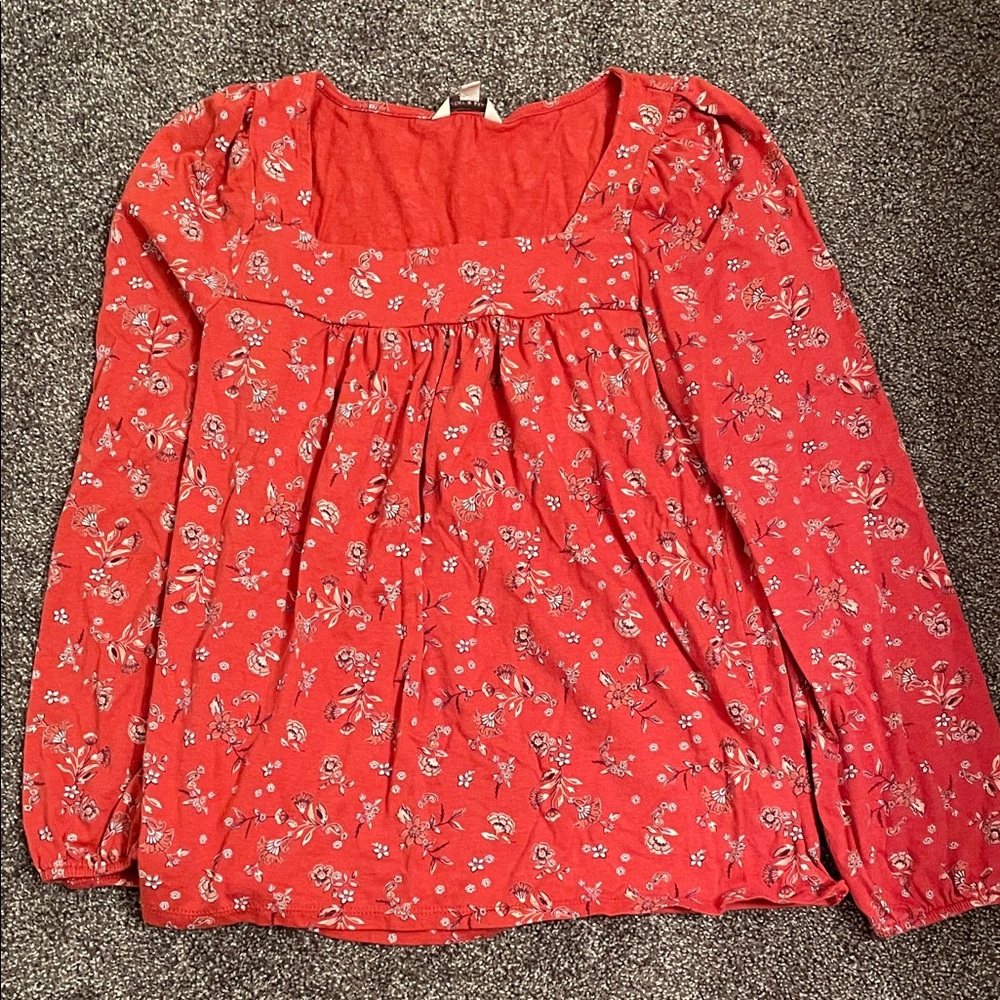 Lucky Brand Red Floral Blouse